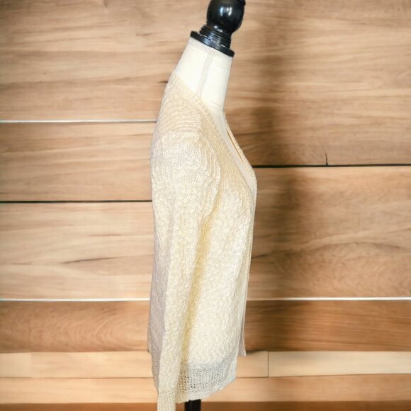 Cloud Chaser Long Sleeve Open Cardigan Ivory Colored Sweater in Size Small - Picture 3 of 5